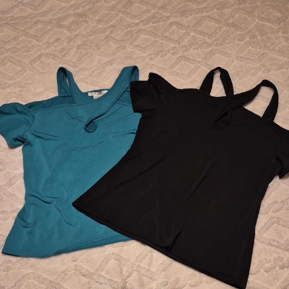 Elegant Black and Teal Women's Blouses